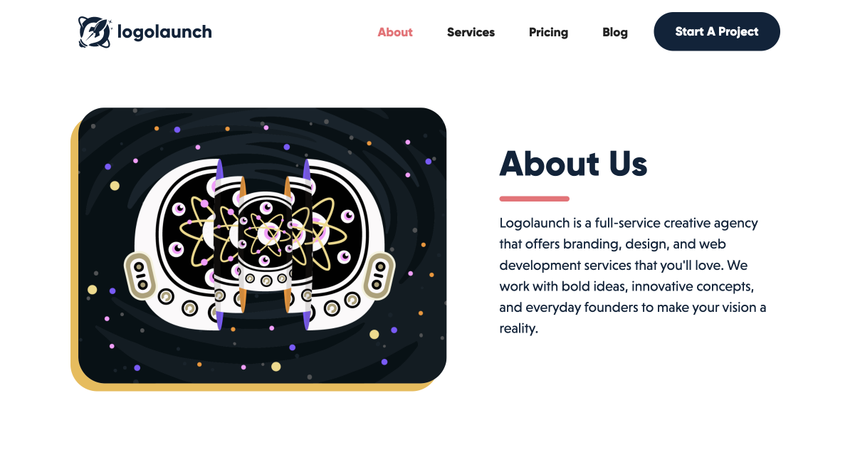 A mockup of the Logolaunch website