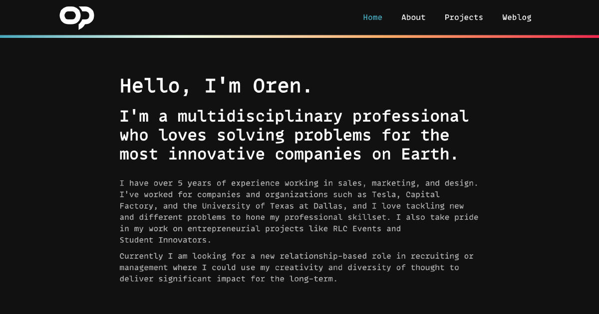 An image of orenpajela.com website